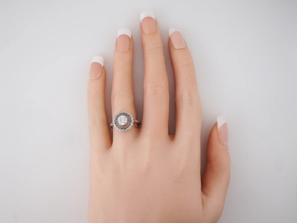 Diamond Filigree Cluster Engagement Ring in Platinum - Image 6