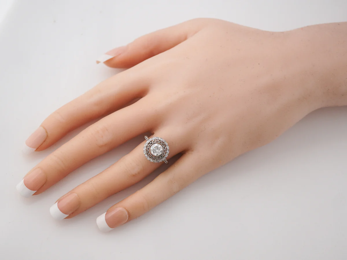 Diamond Filigree Cluster Engagement Ring in Platinum - Image 7