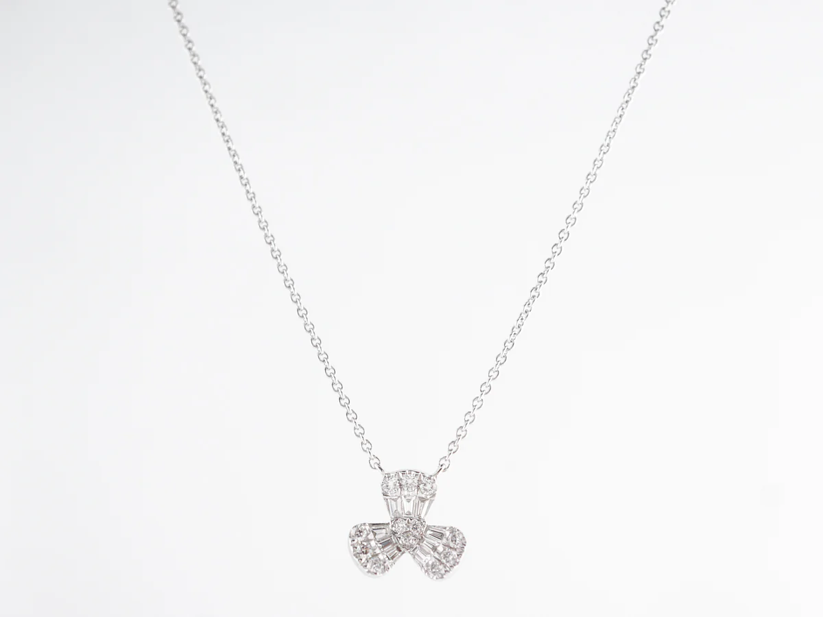 Diamond Flower Pendant Necklace in 18K White Gold