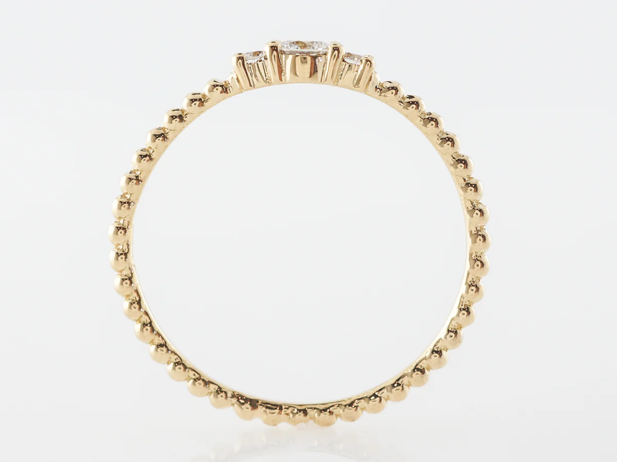 Petit Diamond Ring in Beaded 18k Yellow Gold - Image 4
