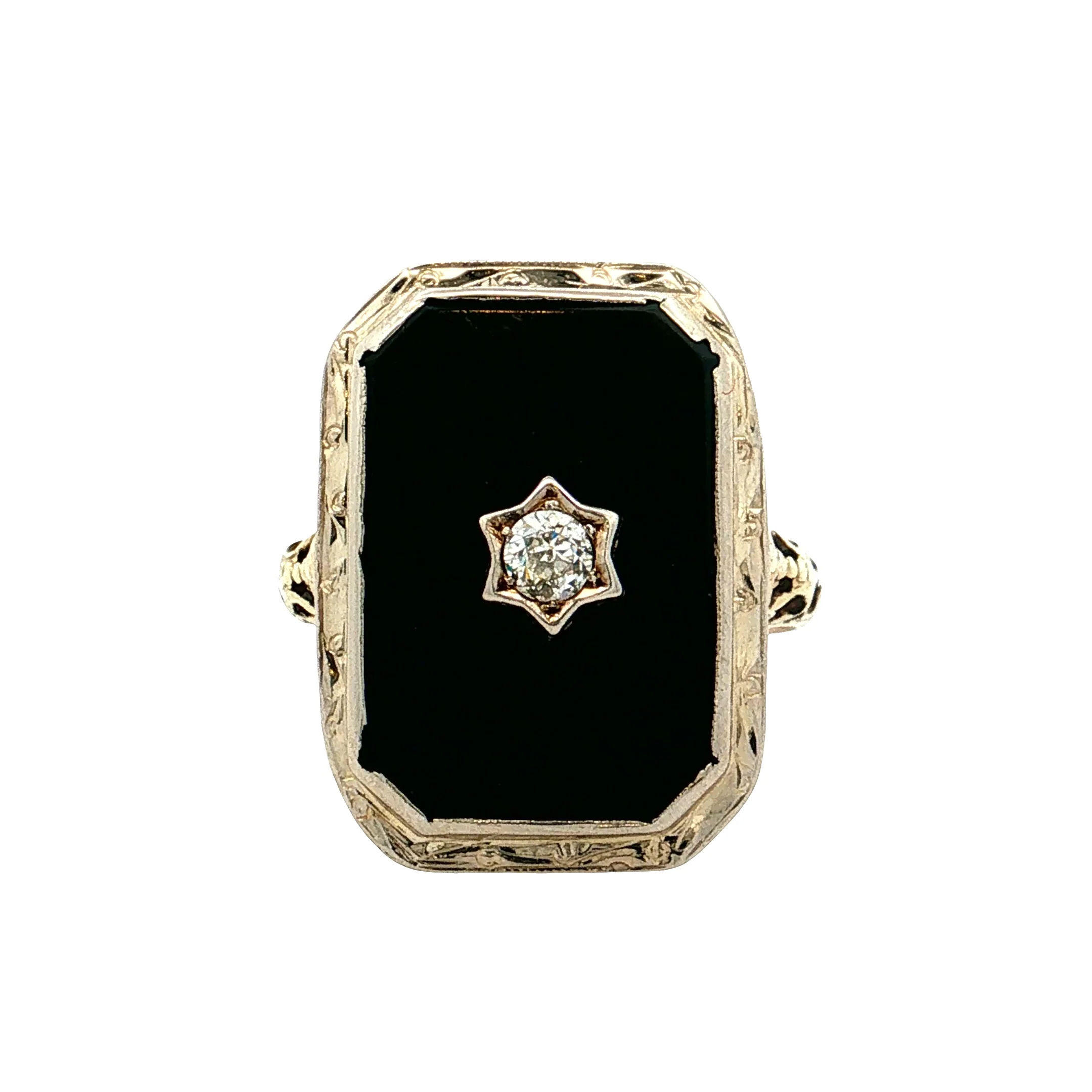 Diamond & Onyx Cocktail Ring 14k Two-Tone