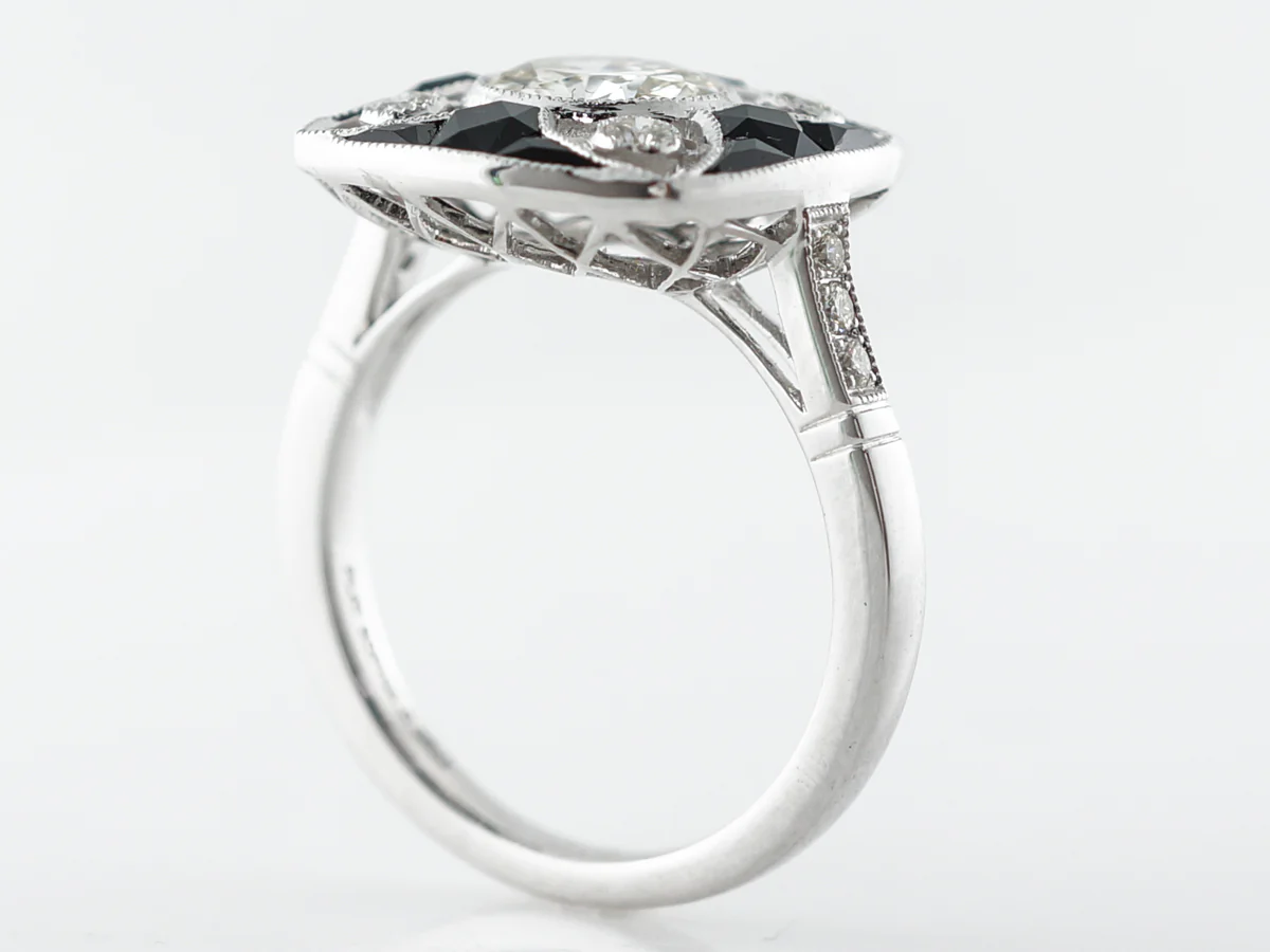 Diamond & Onyx Cocktail Ring in Platinum - Image 4