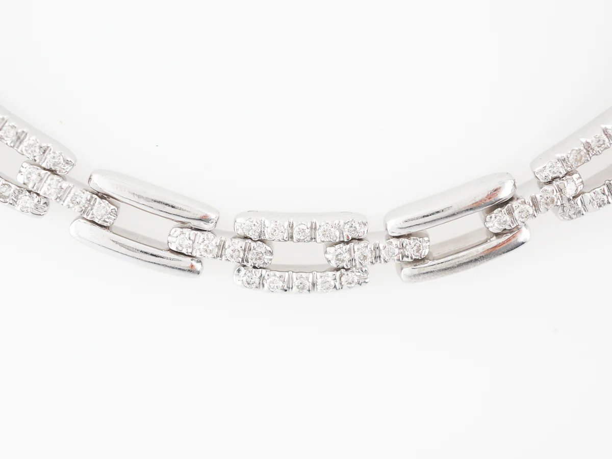 Diamond Pave Chain Necklace 18k White Gold 16 inches - Image 2