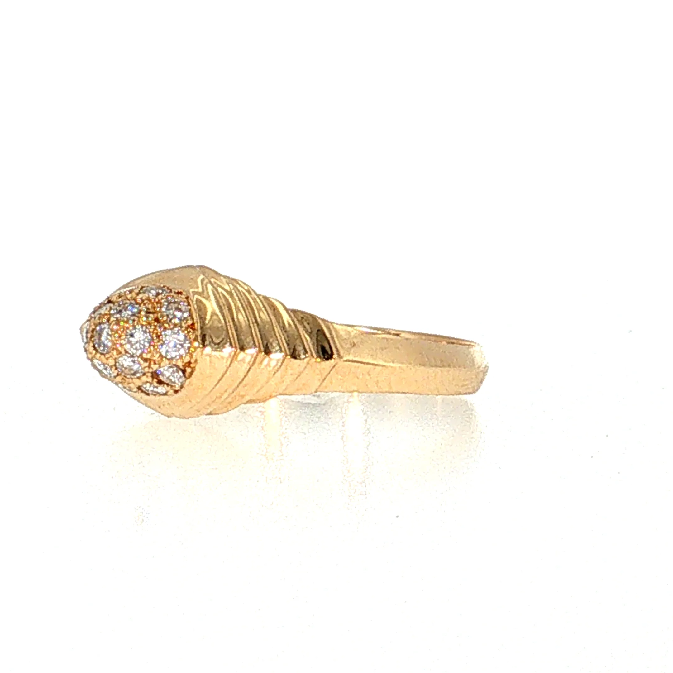 Diamond Pave Dome Cocktail Ring 18k Yellow Gold - Image 2