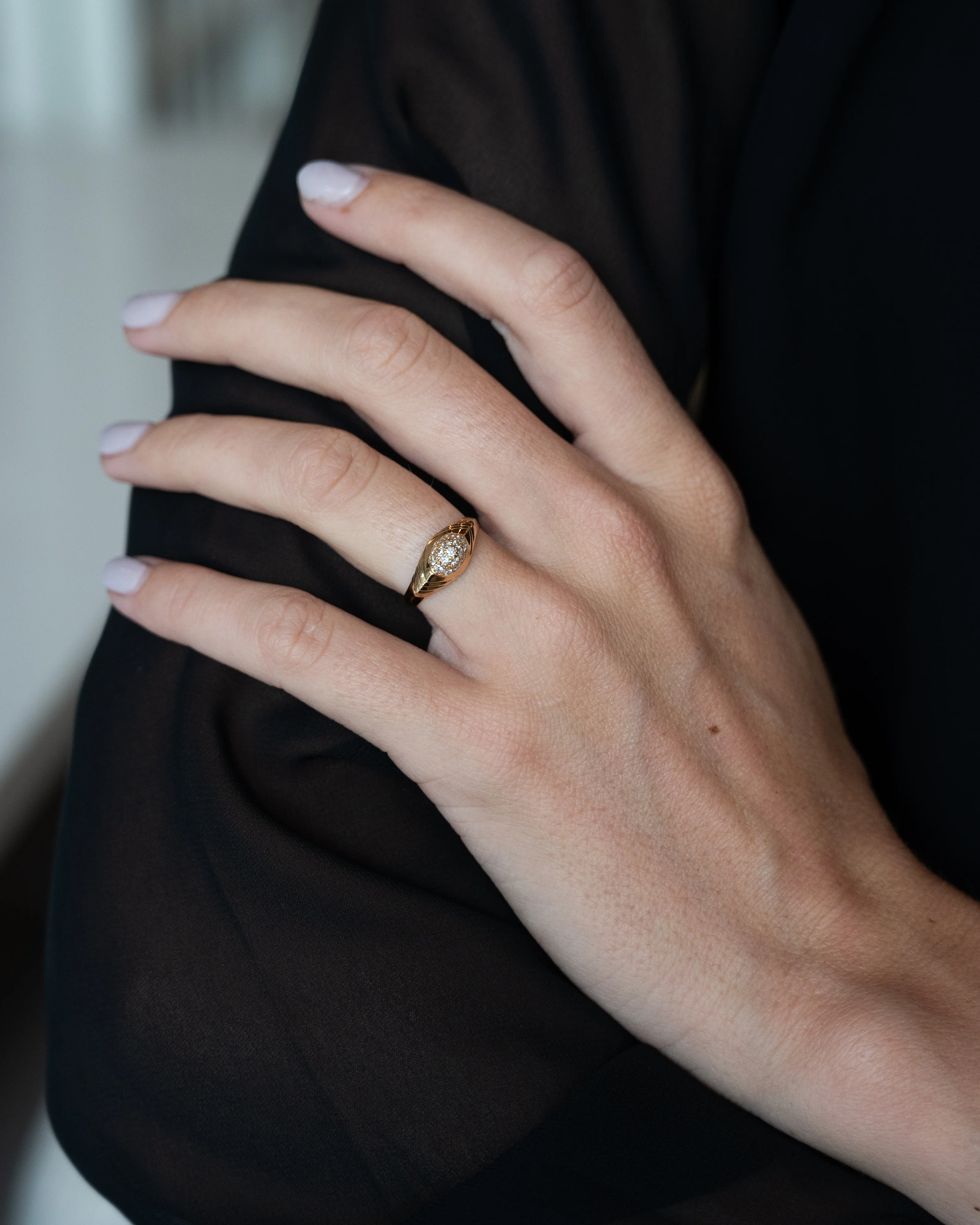 Diamond Pave Dome Cocktail Ring 18k Yellow Gold - Image 6