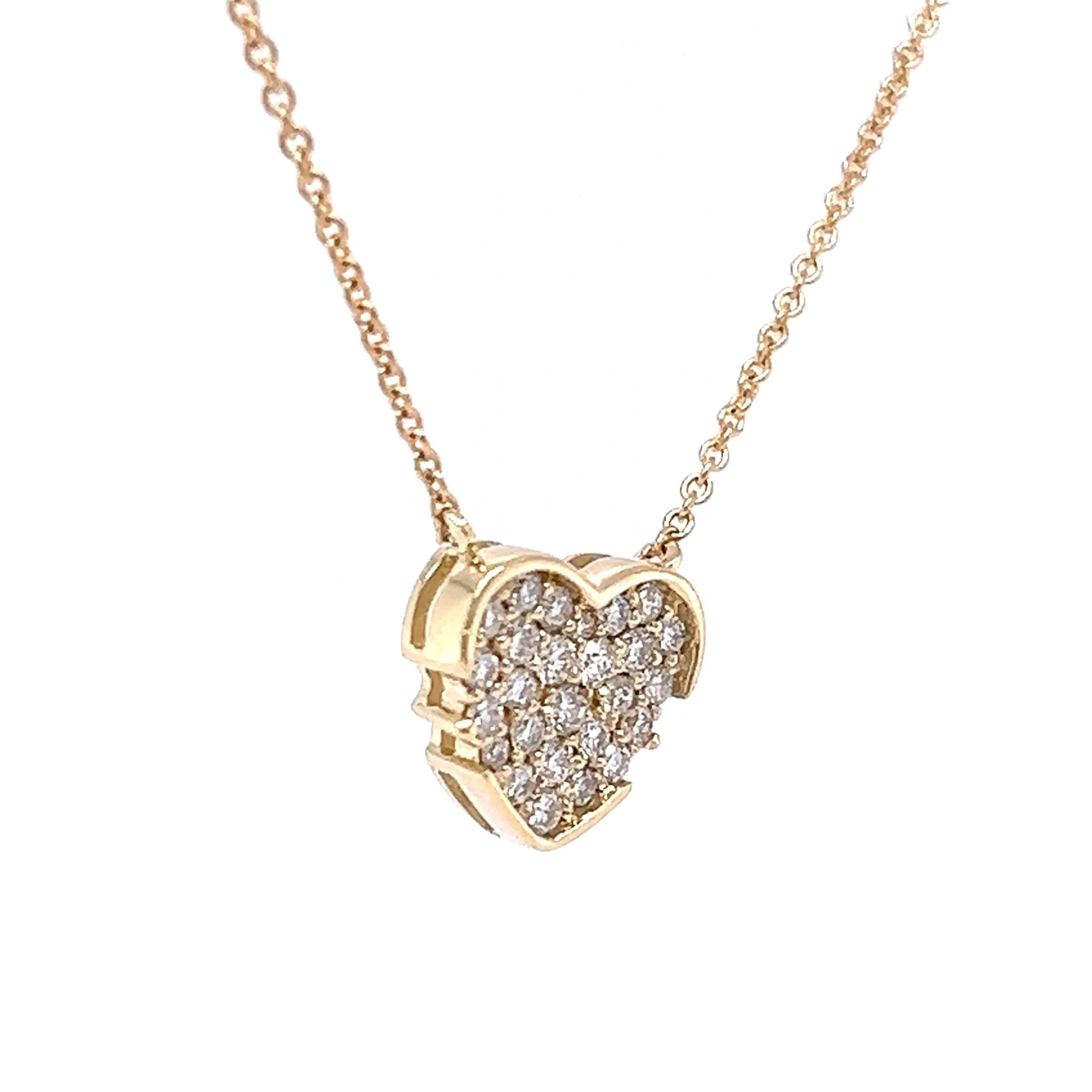 Diamond Pave Heart Pendant Necklace in 14k Yellow Gold - Image 3