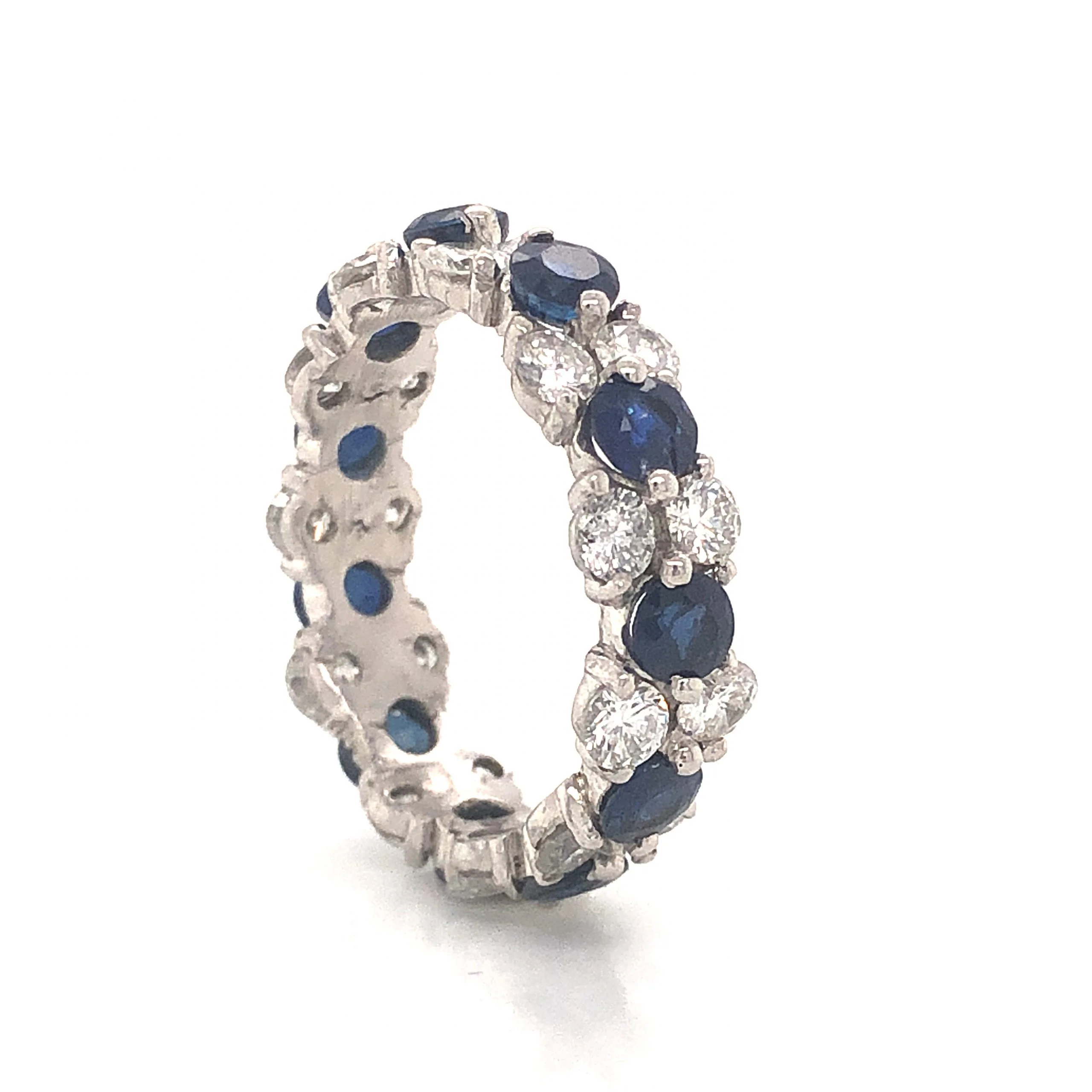 Diamond & Sapphire Eternity Band in Platinum - Image 4