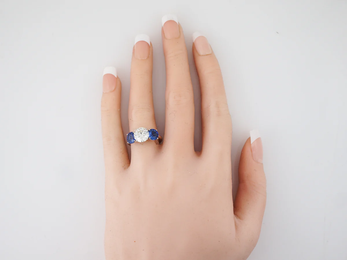 Diamond & Sapphire Three Stone Engagement Ring - Image 6