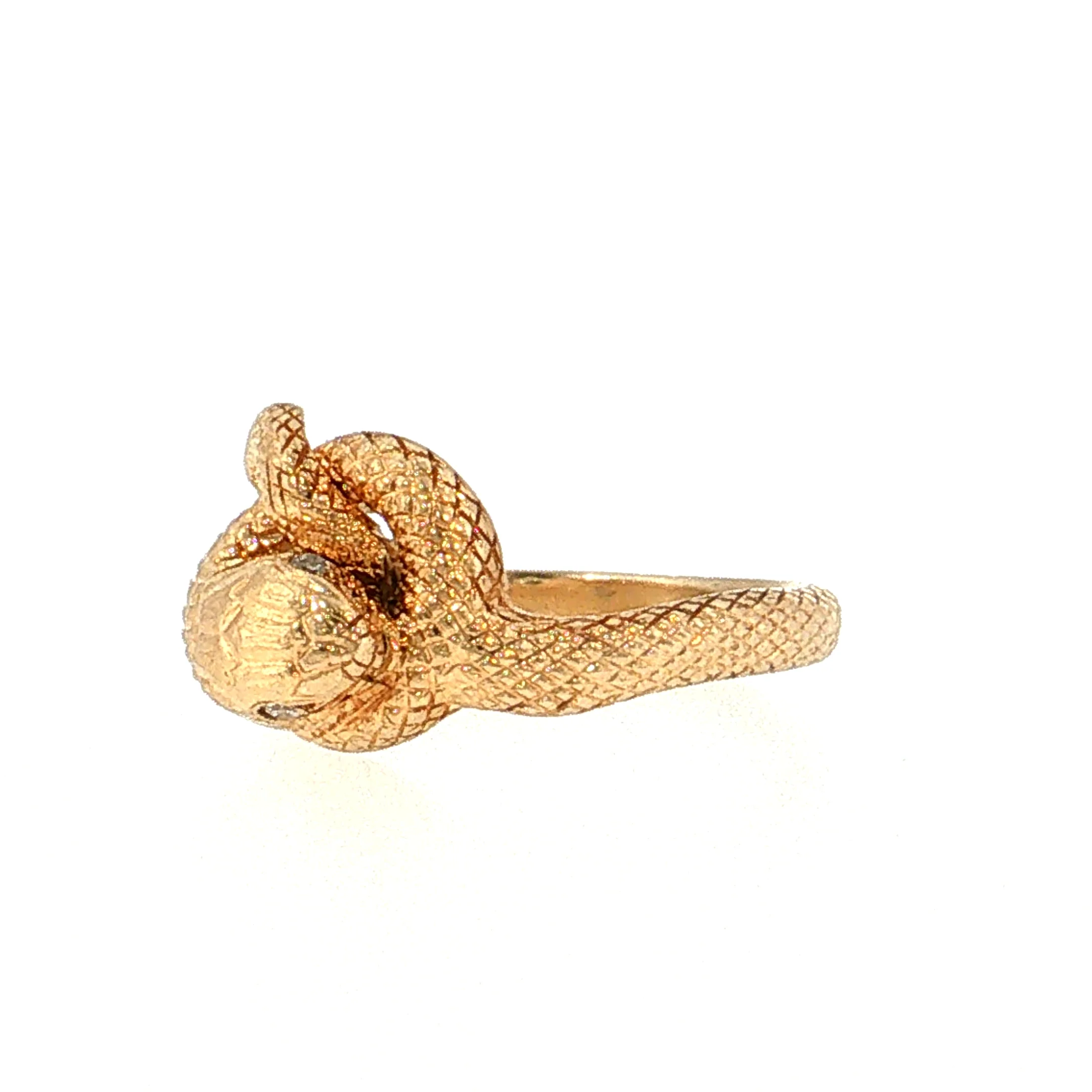 Diamond Snake Cocktail Ring 14k Yellow Gold - Image 2