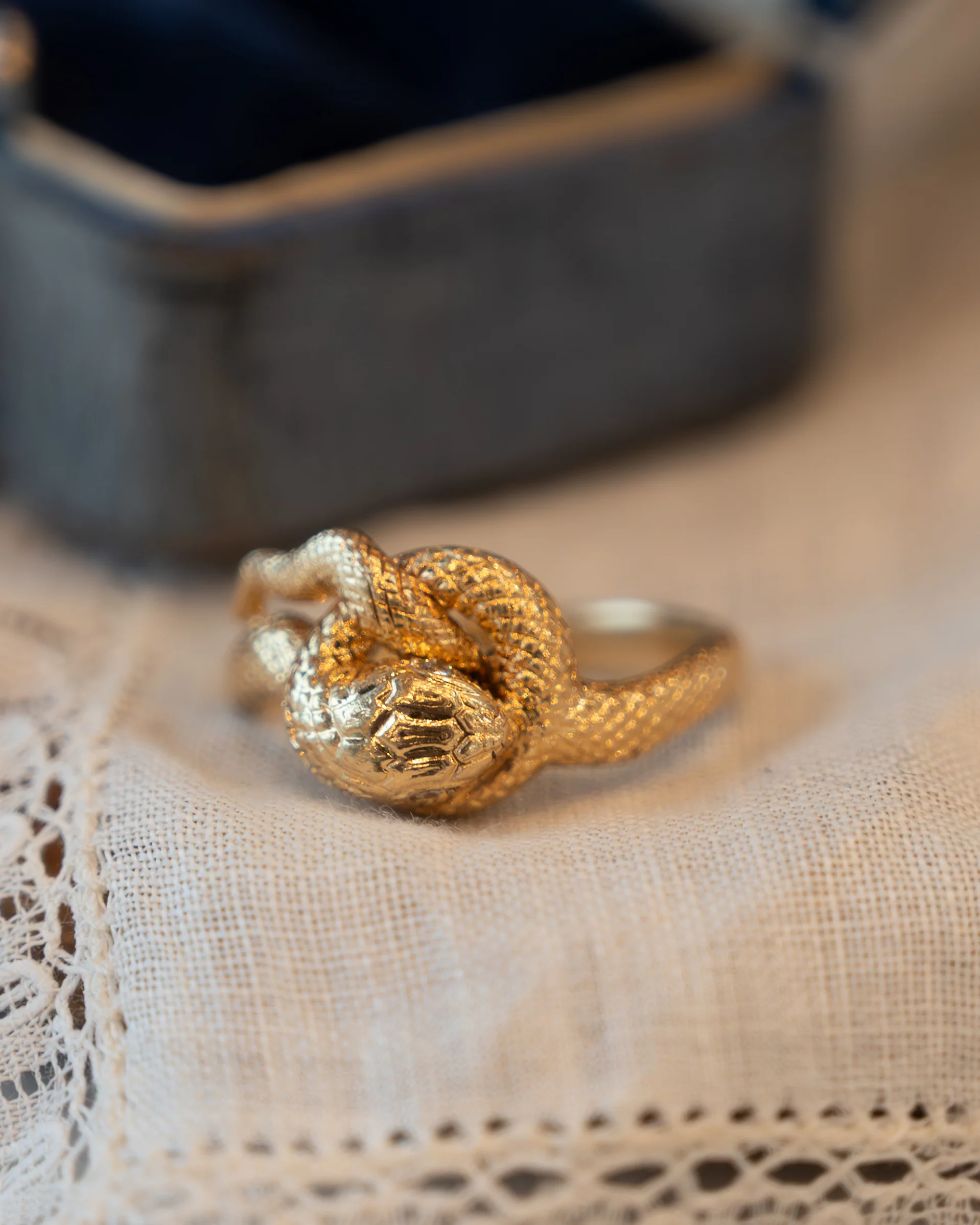 Diamond Snake Cocktail Ring 14k Yellow Gold - Image 6