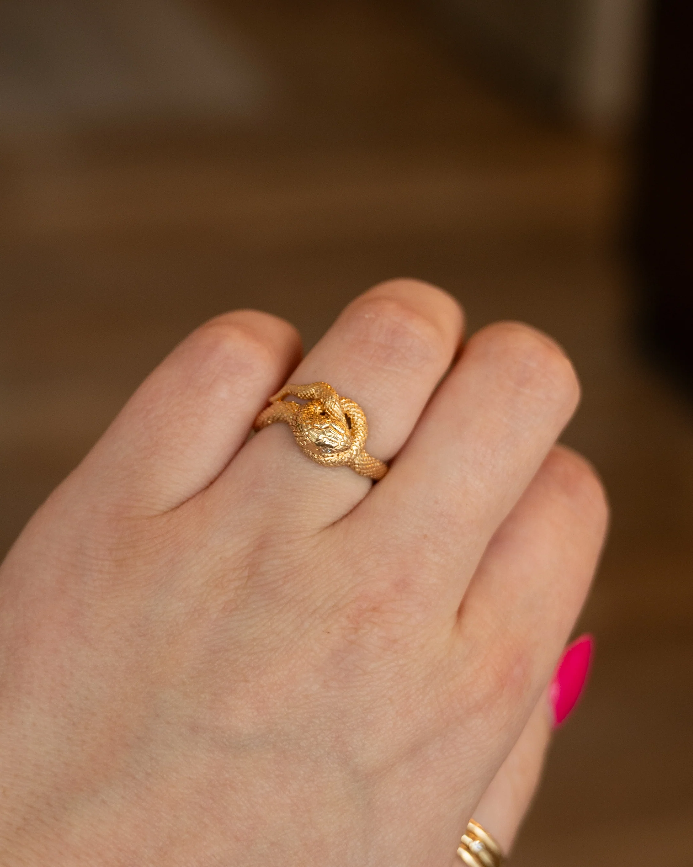 Diamond Snake Cocktail Ring 14k Yellow Gold - Image 7