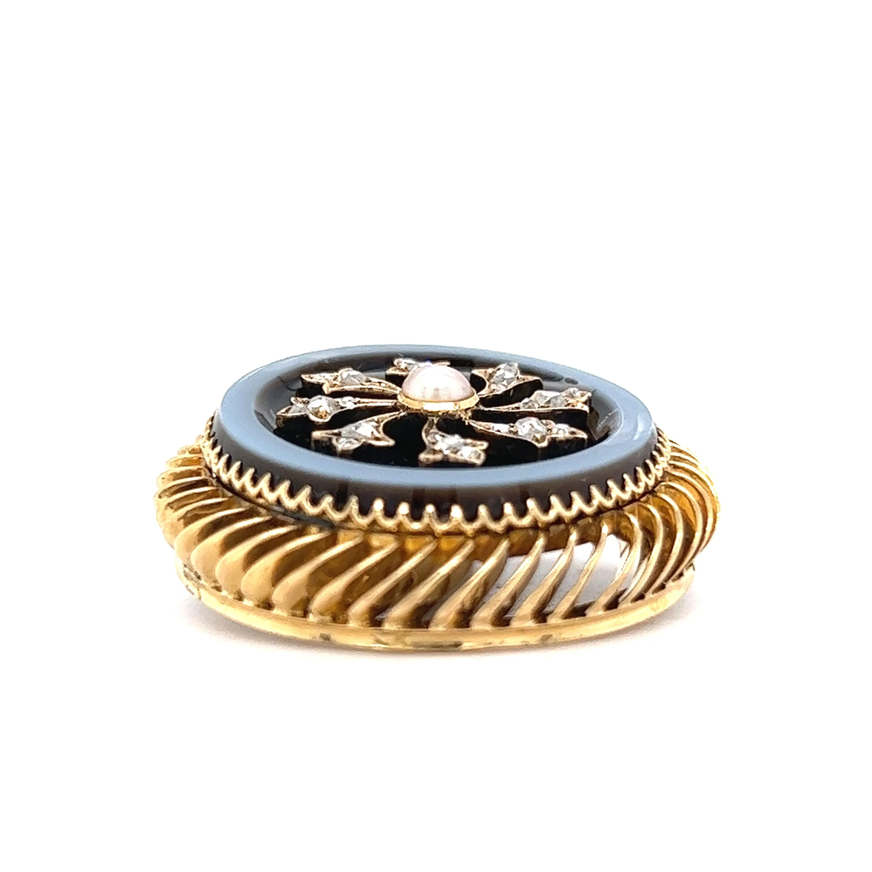 Victorian Diamond Enamel Pendant in 18k Yellow Gold - Image 3
