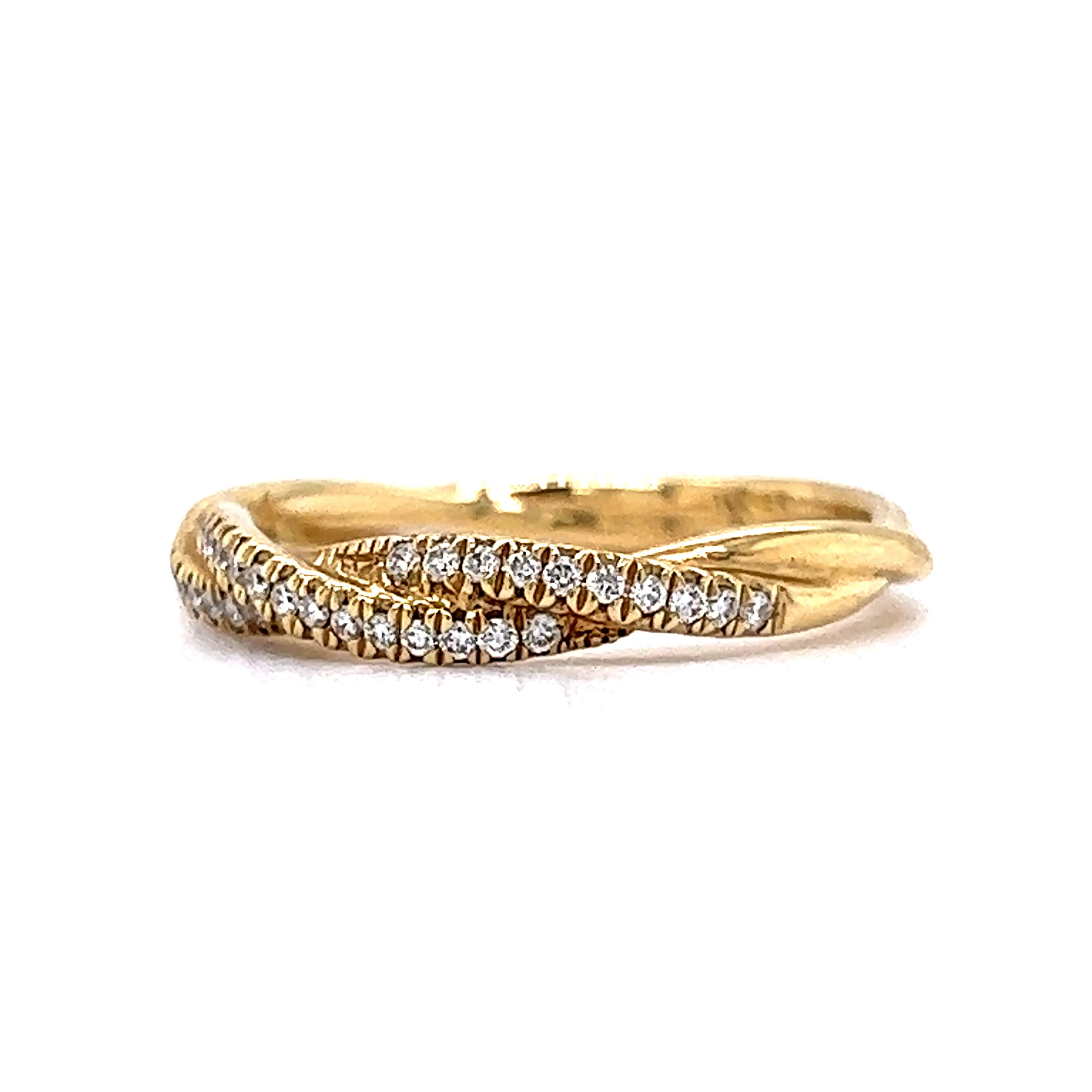 Diamond Twisted Wedding Band 14k Yellow Gold - Image 2