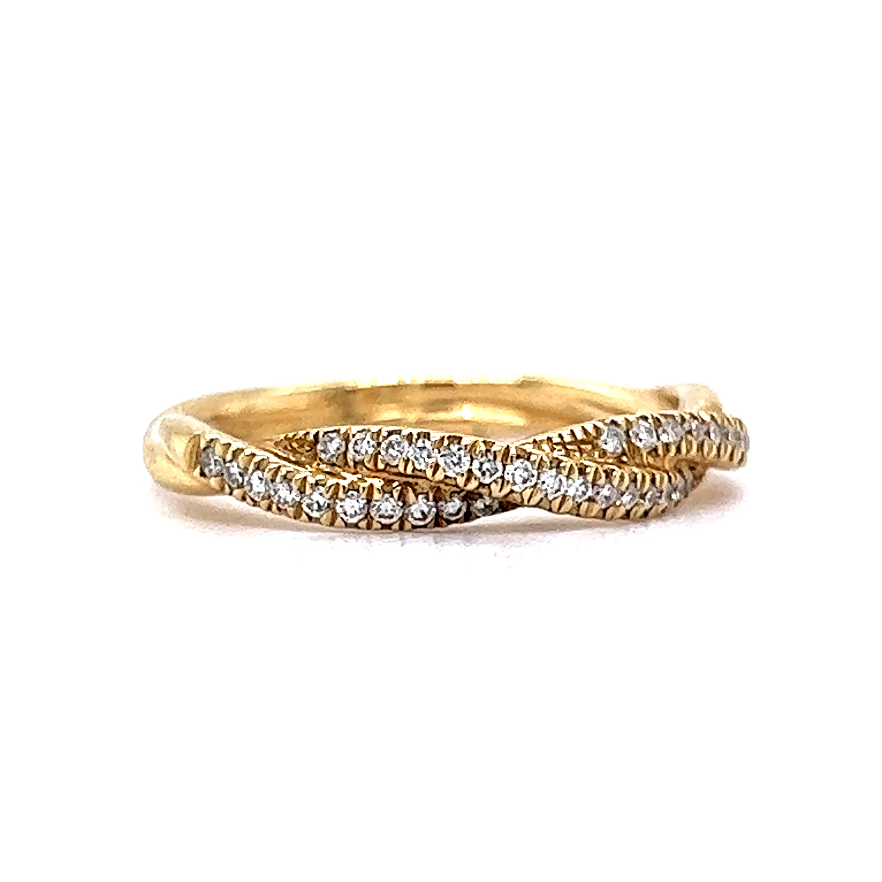 Diamond Twisted Wedding Band 14k Yellow Gold - Image 3