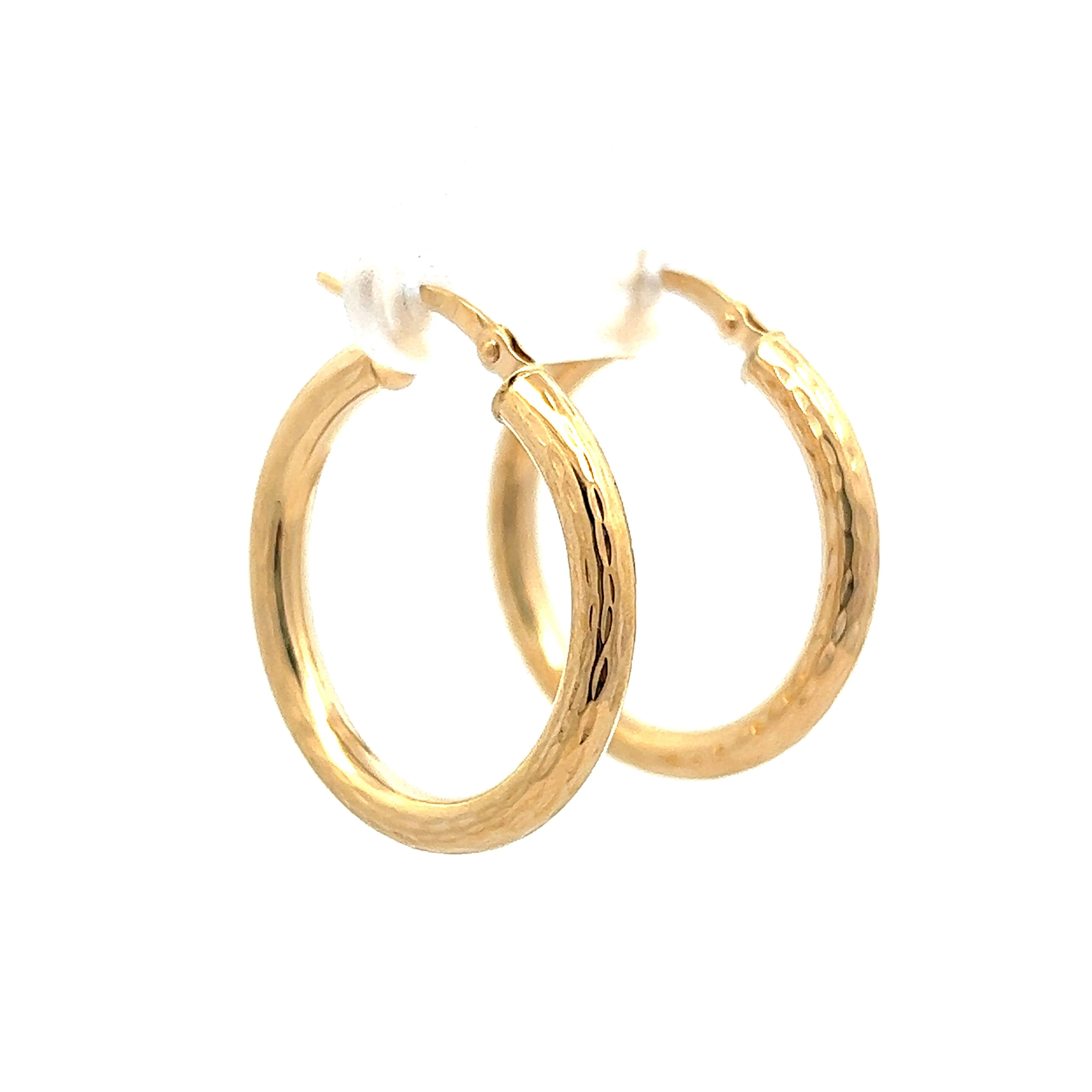Dimpled Earring Hoops in 14k Yellow Gold - Image 3