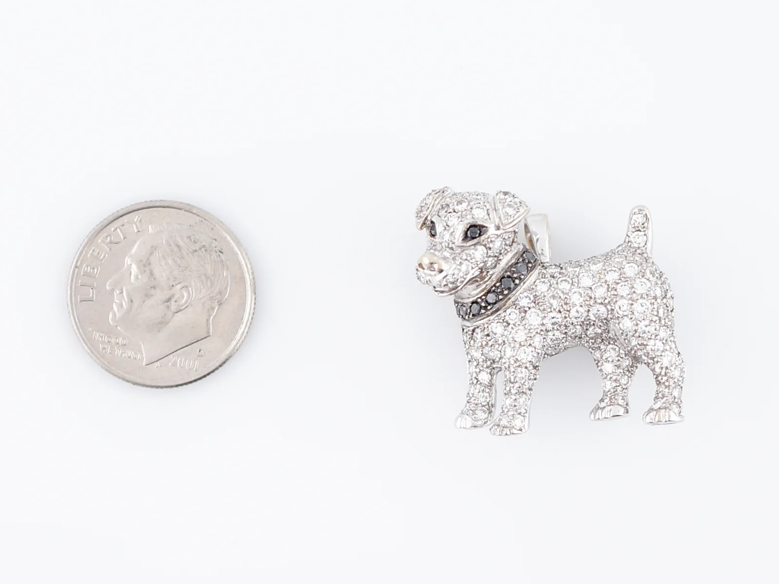 Dog Lapel Pin Modern .61 Round Brilliant Cut Diamonds in 18k White Gold - Image 5