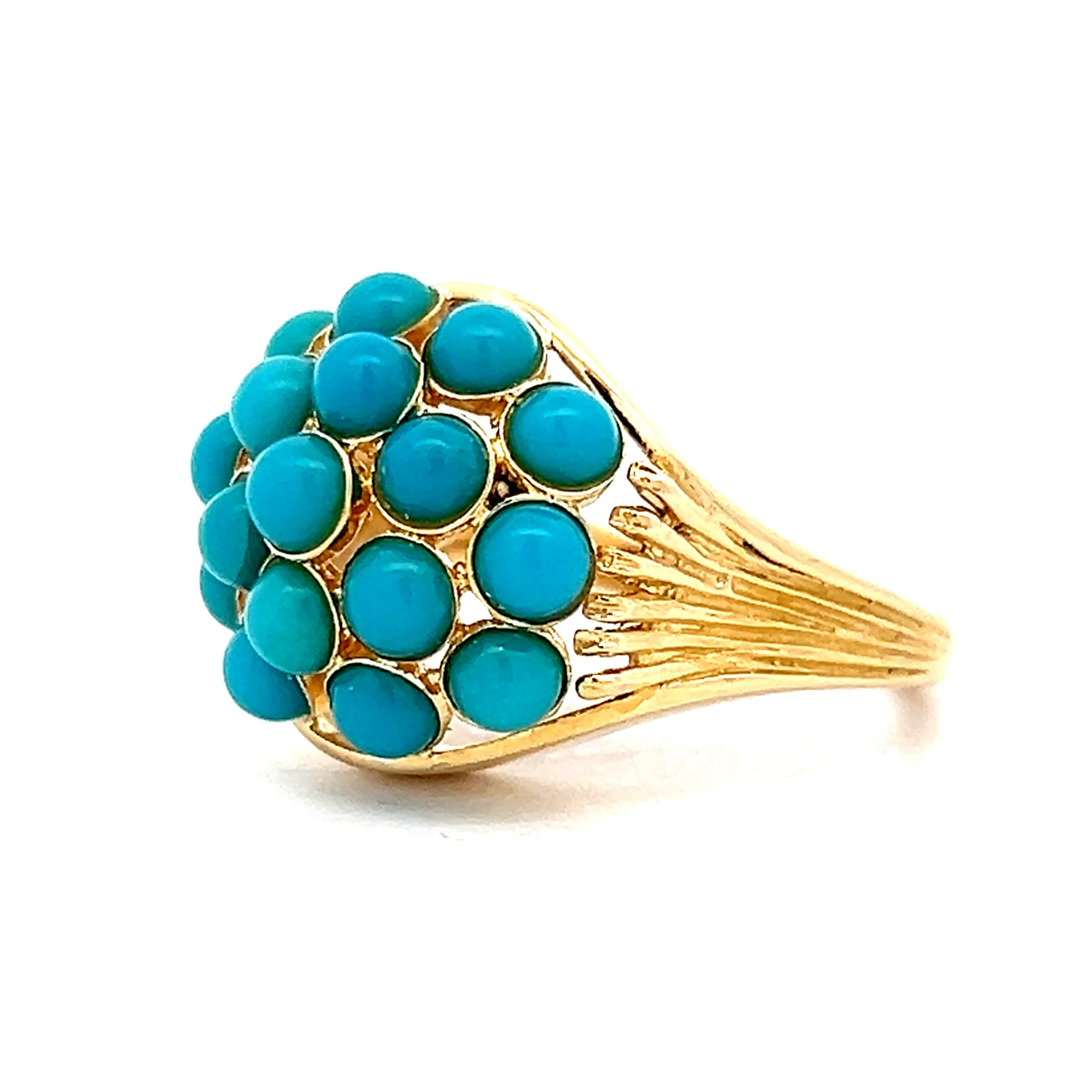 Dome Style Cabochon Turquoise Cocktail Ring in 18k - Image 2