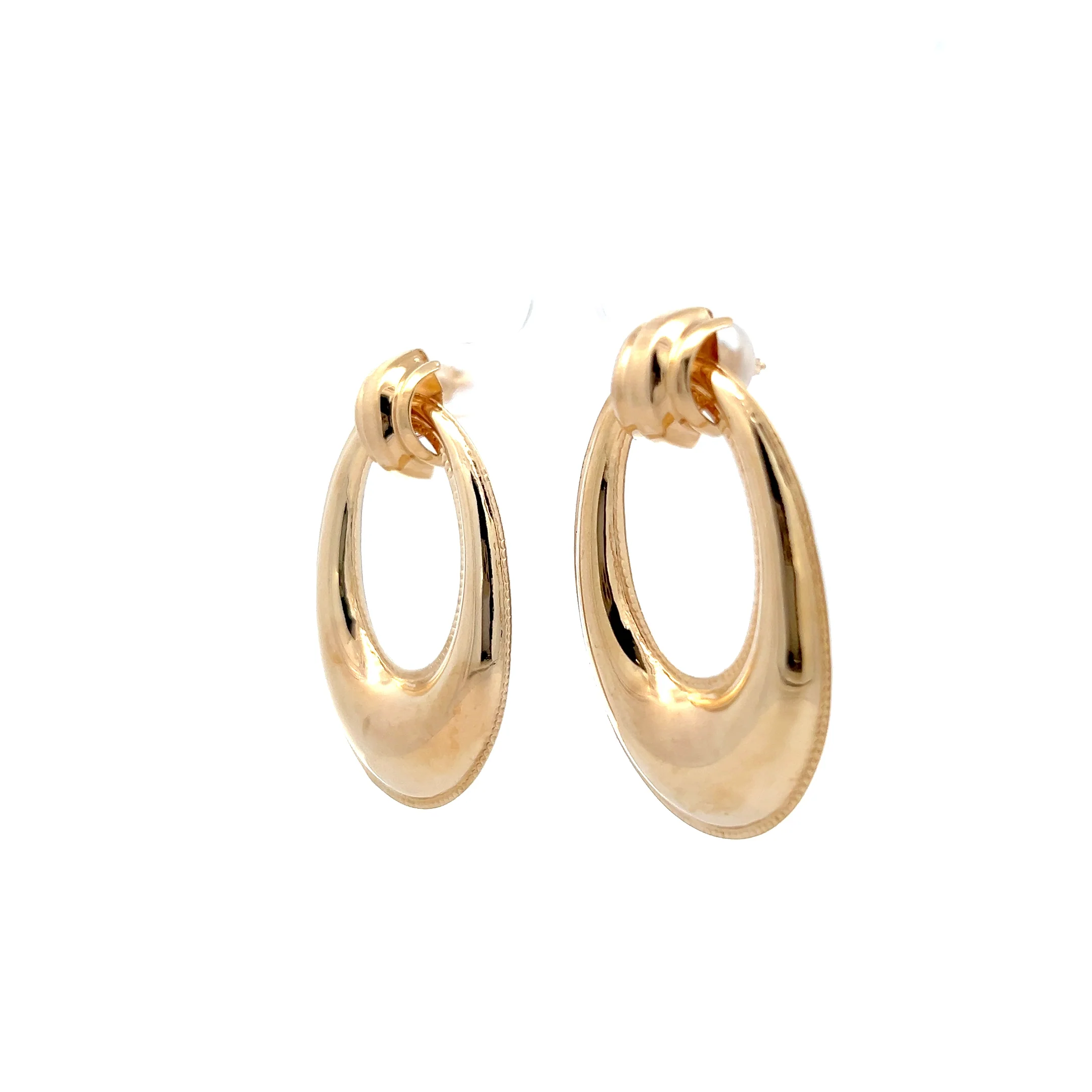 Door Knocker Puffy Oval Earrings in 14k - Image 2