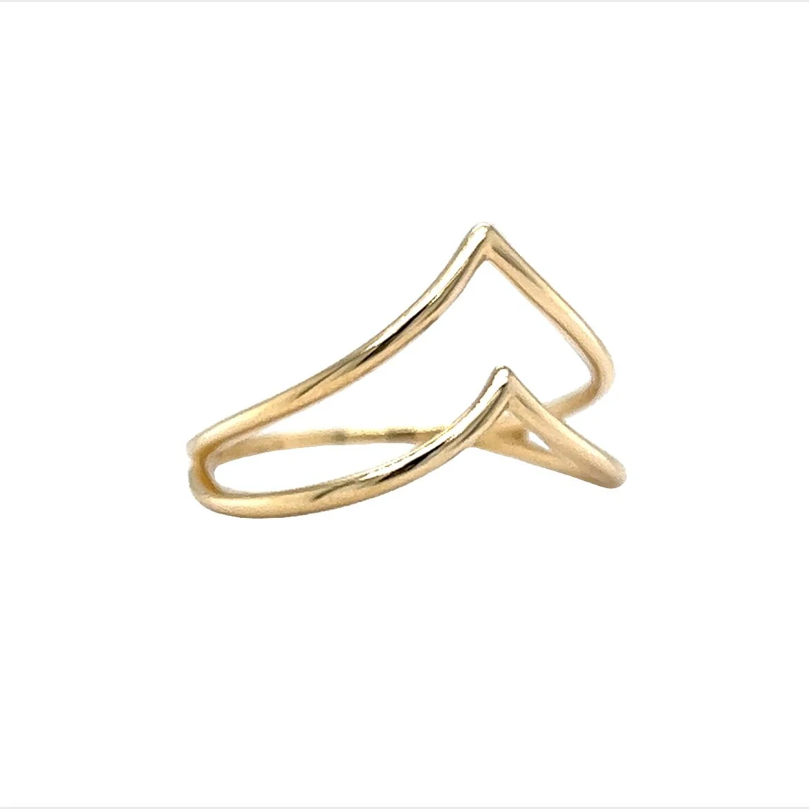 Double V Shaped Contour Wedding Band in 14k Yellow Gold - Image 3