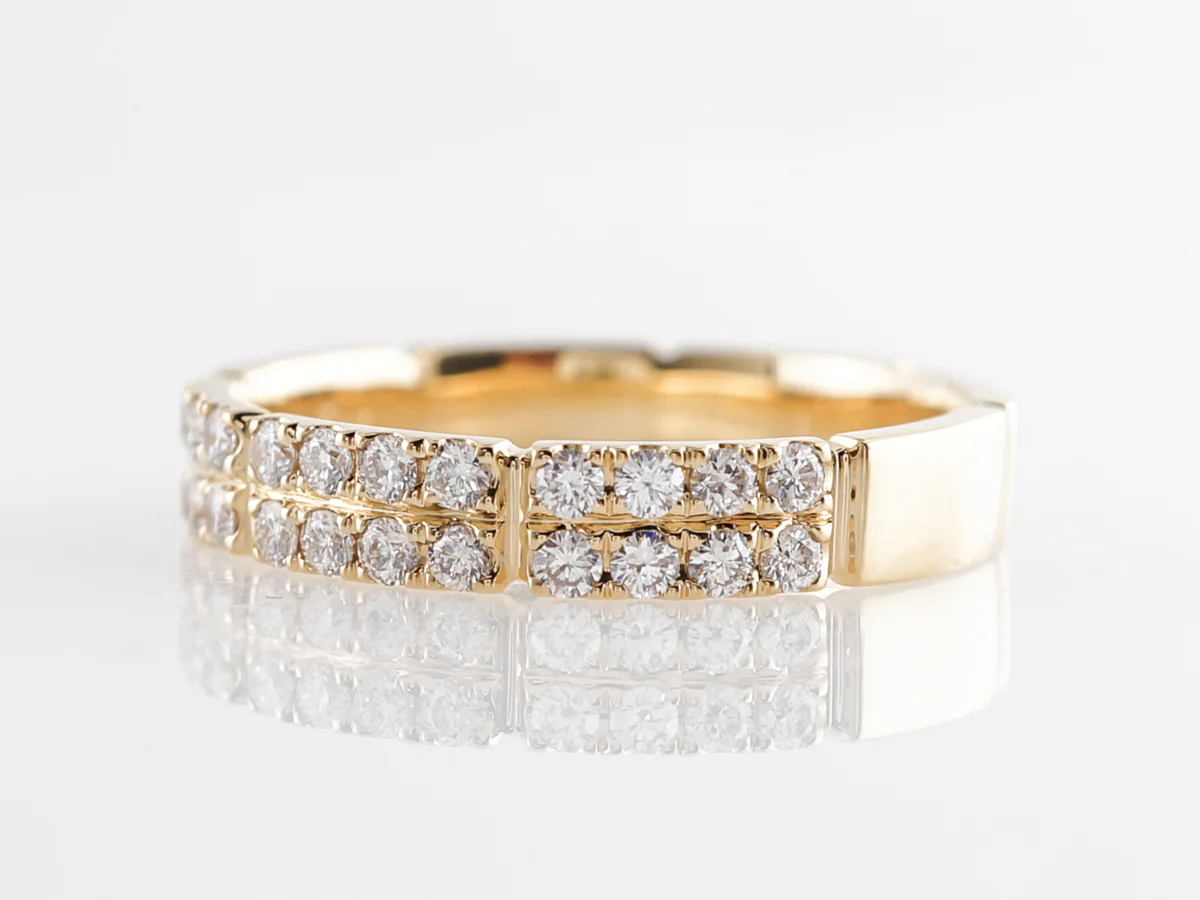 Doubled Diamond Wedding Band in 18k Yellow Gold - Image 2