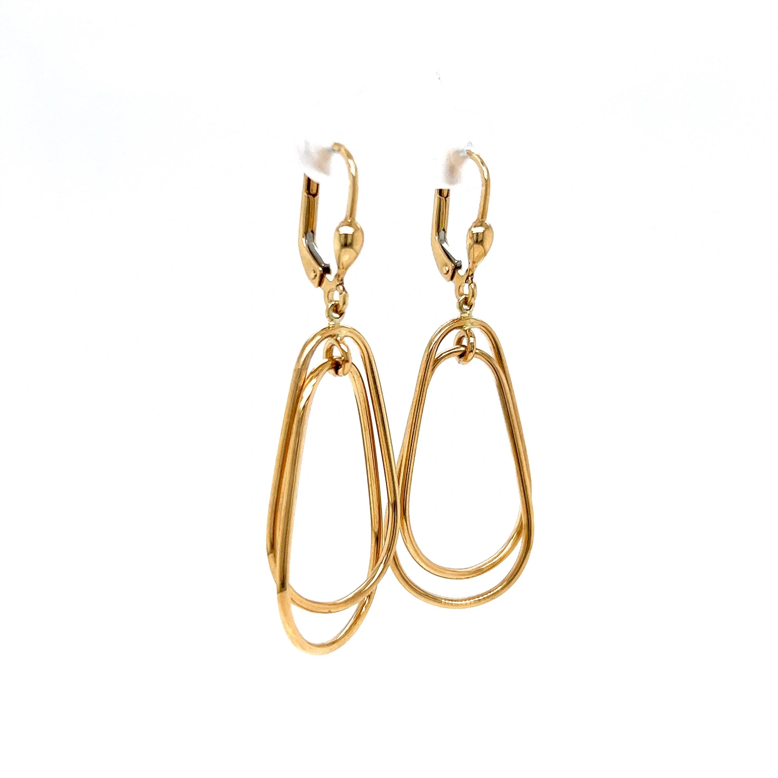 Doubled Up Geometric Drop Earrings in 14k Yellow Gold - Image 3