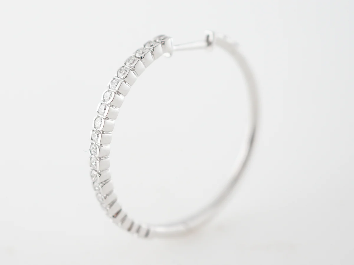 Earring Hoops Modern .48 Round Brilliant Cut Diamonds in 14k White Gold - Image 3