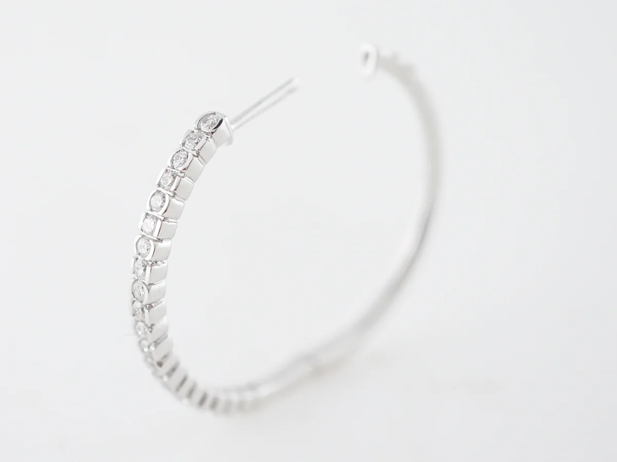Earring Hoops Modern .48 Round Brilliant Cut Diamonds in 14k White Gold - Image 4