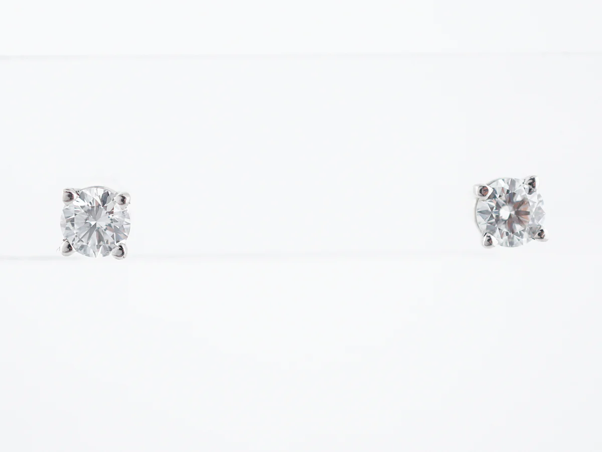 Earring Modern .92 Round Brilliant Cut Diamonds in 14k White Gold - Image 3
