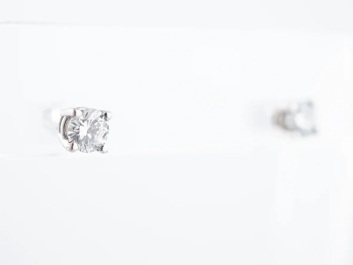 Earring Modern .92 Round Brilliant Cut Diamonds in 14k White Gold - Image 4