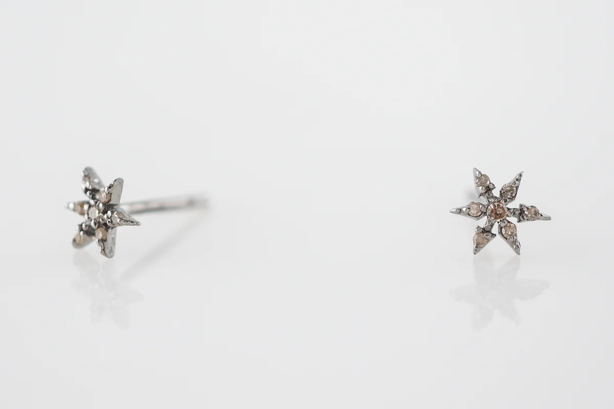 Earrings Modern .04 Round Brilliant Cut Diamonds in Sterling Silver - Image 2
