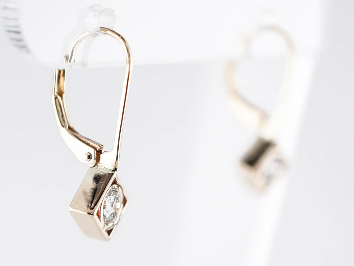 Earrings Modern .50 Round Brilliant Cut Diamonds in 14K Yellow Gold - Image 2