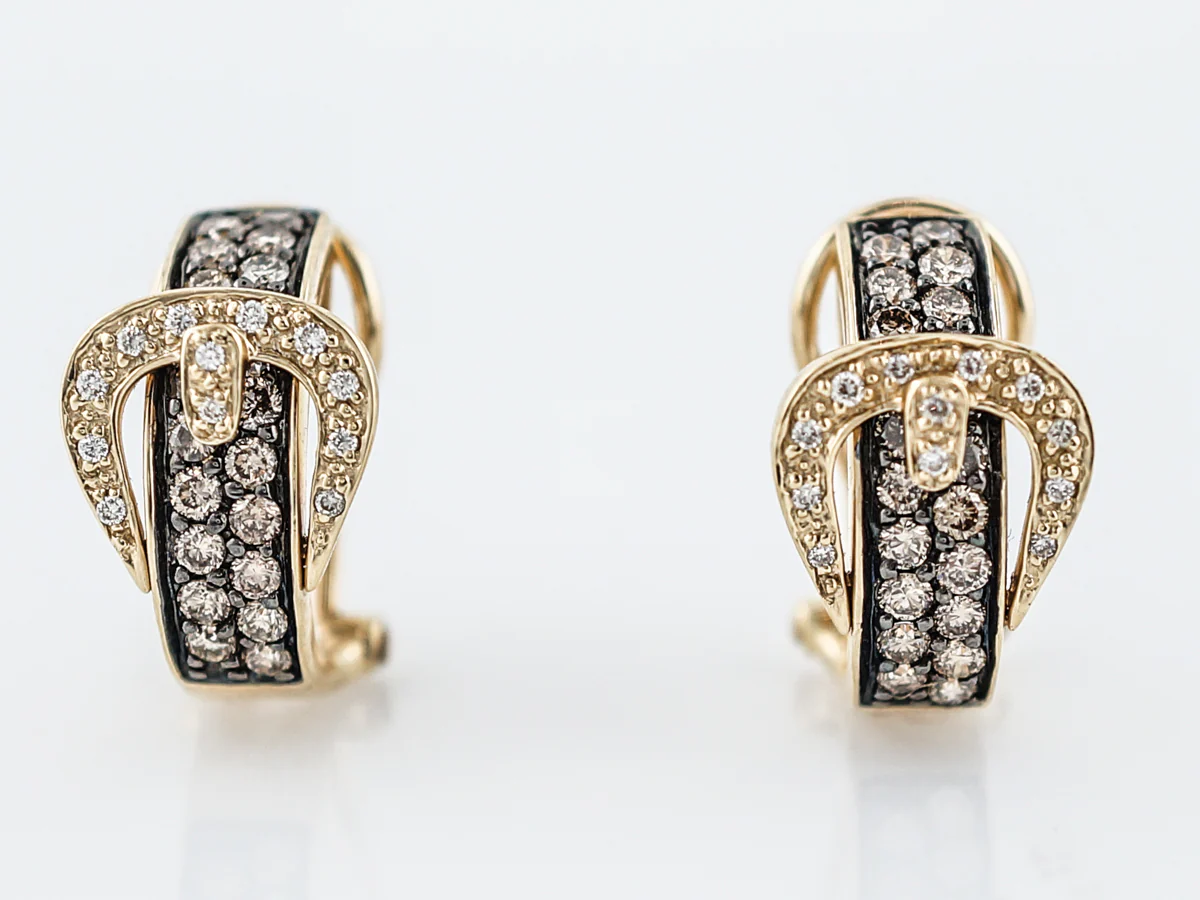 Earrings Modern 1.12 Round Brilliant Cut Diamonds in 14k Yellow Gold