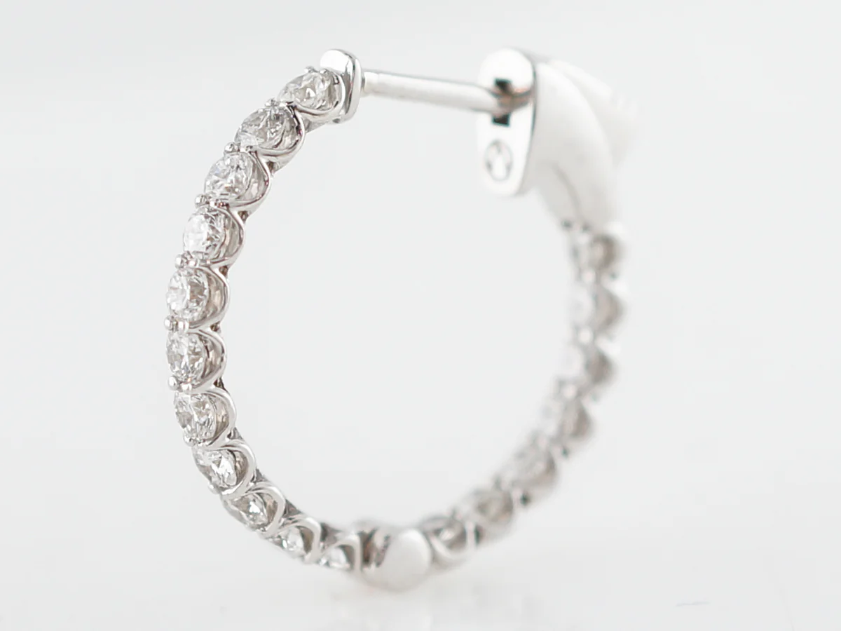 Earrings Modern 1.20 Round Brilliant Cut Diamonds in 14K White Gold - Image 3