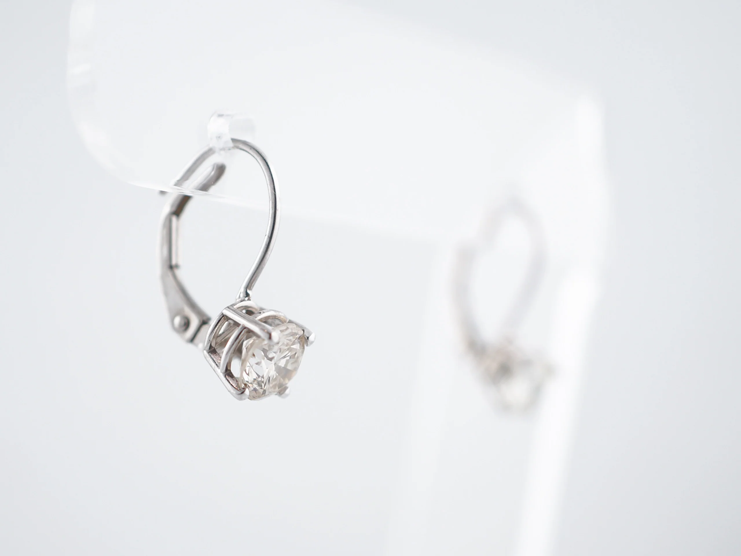 Earrings Modern 1.20 Round Brilliant Cut Diamonds in 14k White Gold - Image 3