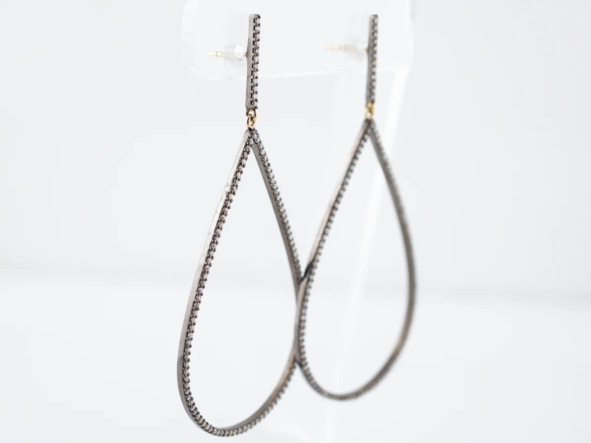 Earrings Modern 1.42 Single Cut Diamonds in Sterling Silver - Image 2