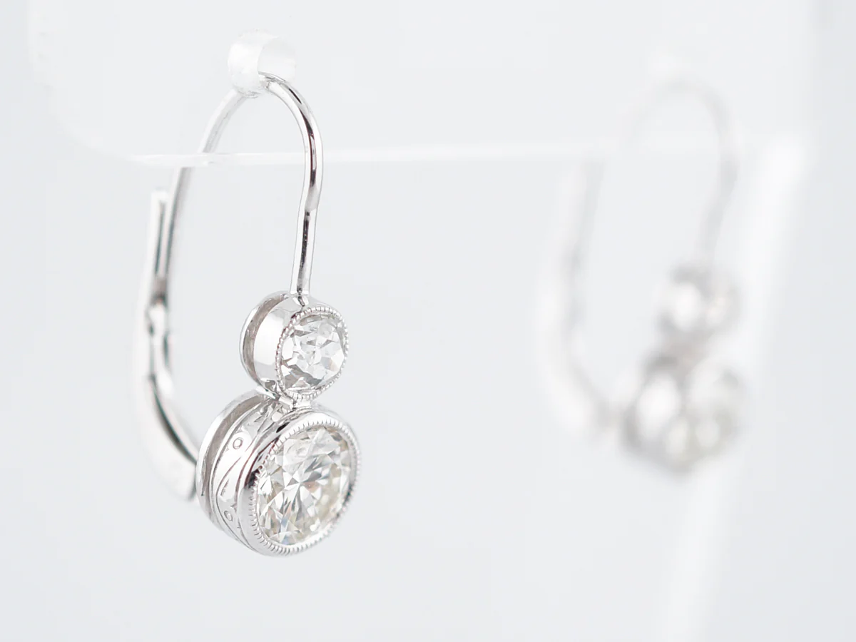 **RTV 1/10/19**Earrings Modern 2.18 Old European Cut Diamonds in Platinum - Image 2