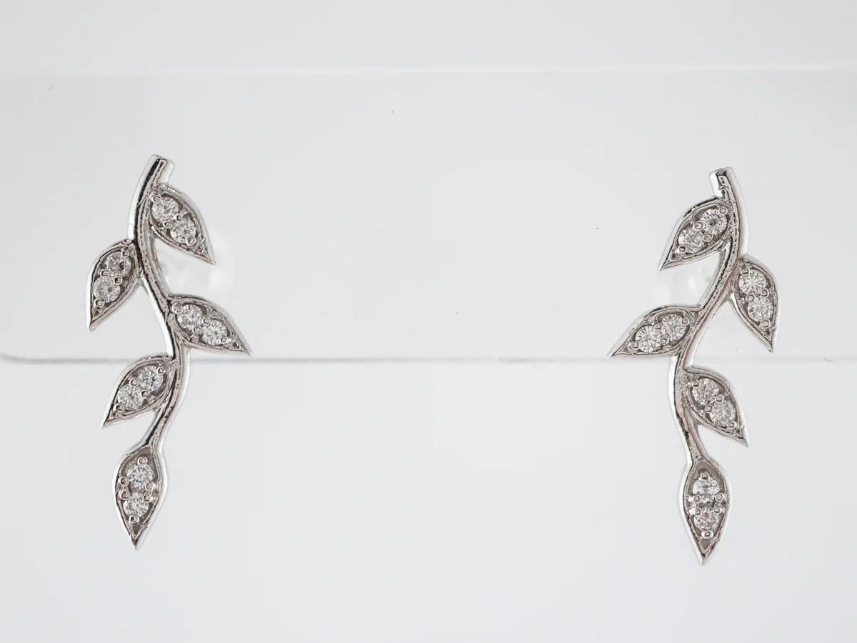 Earrings Modern .20 Round Brilliant Cut Diamonds in 14k White Gold - Image 2