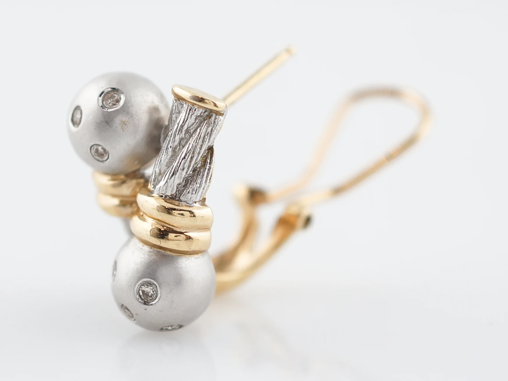 Earrings Modern .20 Round Brilliant Cut Diamonds in 14k White & Yellow Gold - Image 5