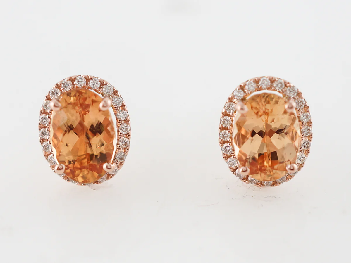 Earrings Modern 3.44 Oval Cut Topaz in 14K Rose Gold - Image 3