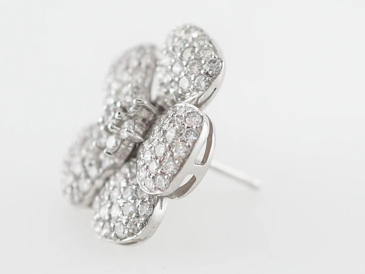 Earrings Modern 3.95 Round Brilliant Cut Diamonds in 14K White Gold - Image 6