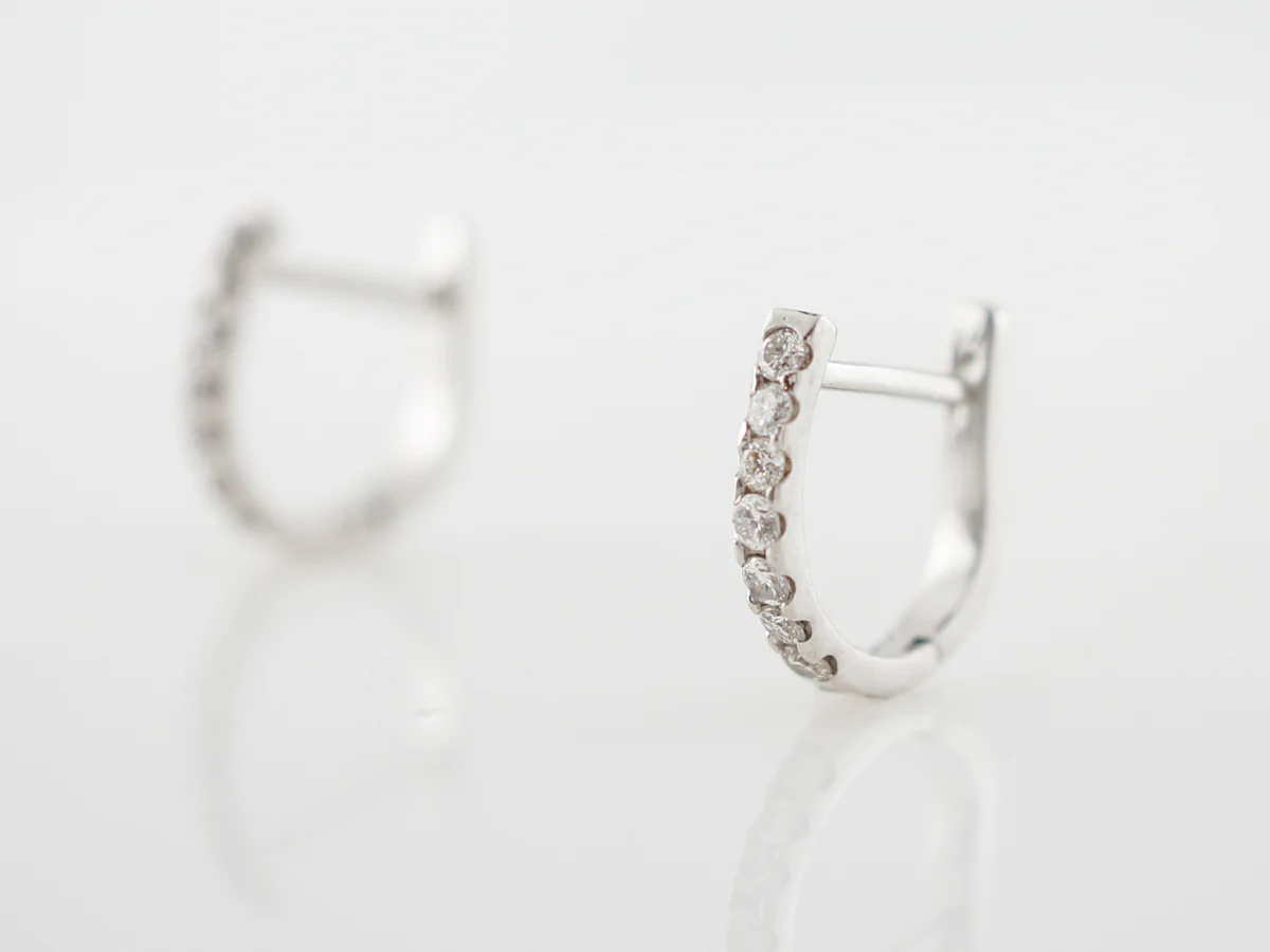 Earrings Modern .35 Round Brilliant Cut Diamonds in 14k White Gold - Image 2