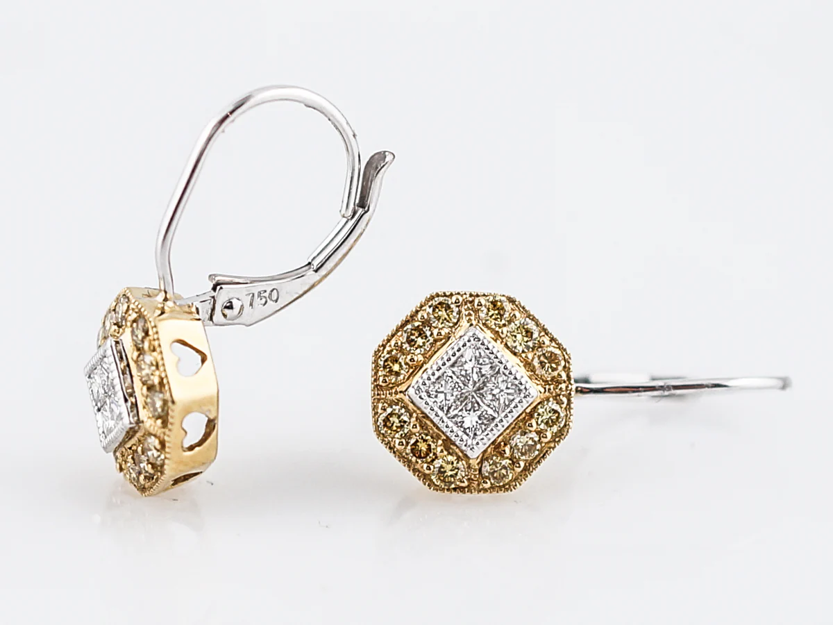 Earrings Modern .36 Diamonds in 18k Yellow & White Gold
