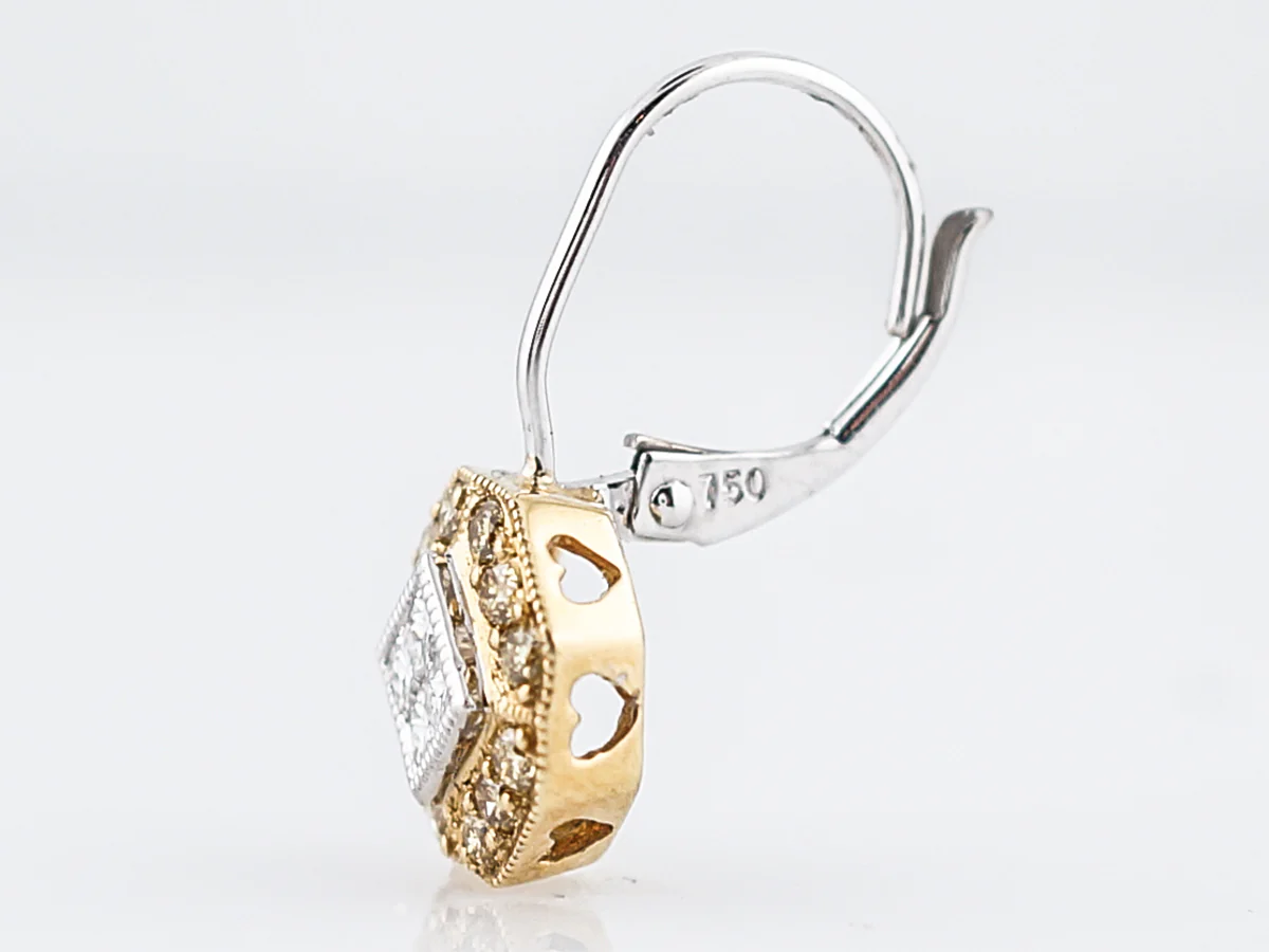 Earrings Modern .36 Diamonds in 18k Yellow & White Gold - Image 3