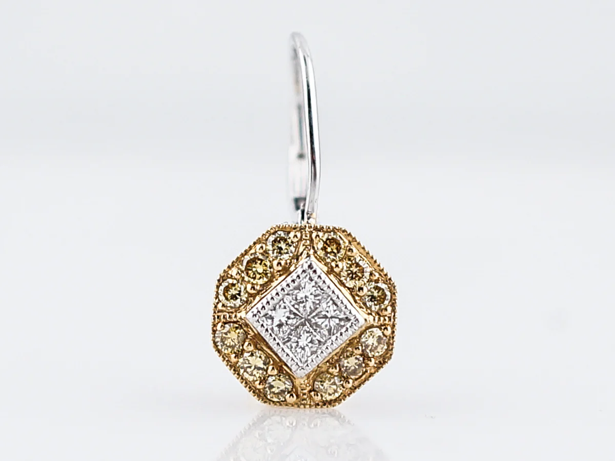 Earrings Modern .36 Diamonds in 18k Yellow & White Gold - Image 4