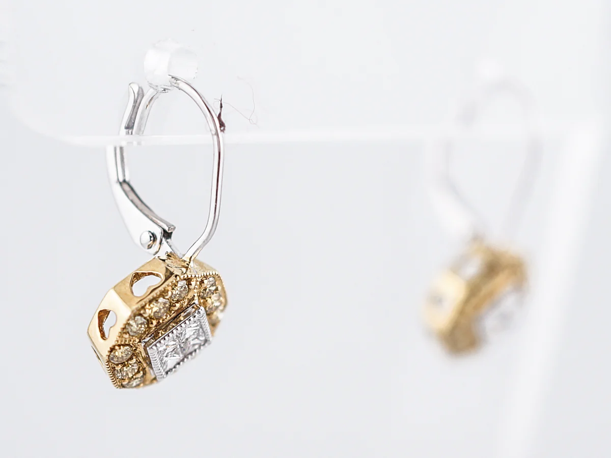 Earrings Modern .36 Diamonds in 18k Yellow & White Gold - Image 5