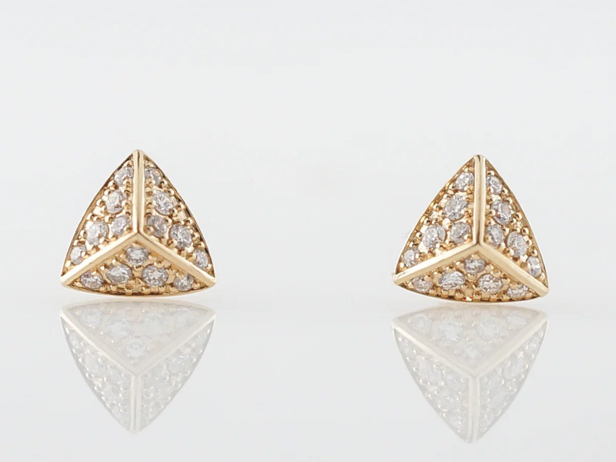 Earrings Modern .36 Round Brilliant Cut Diamonds in 14K Yellow Gold - Image 3