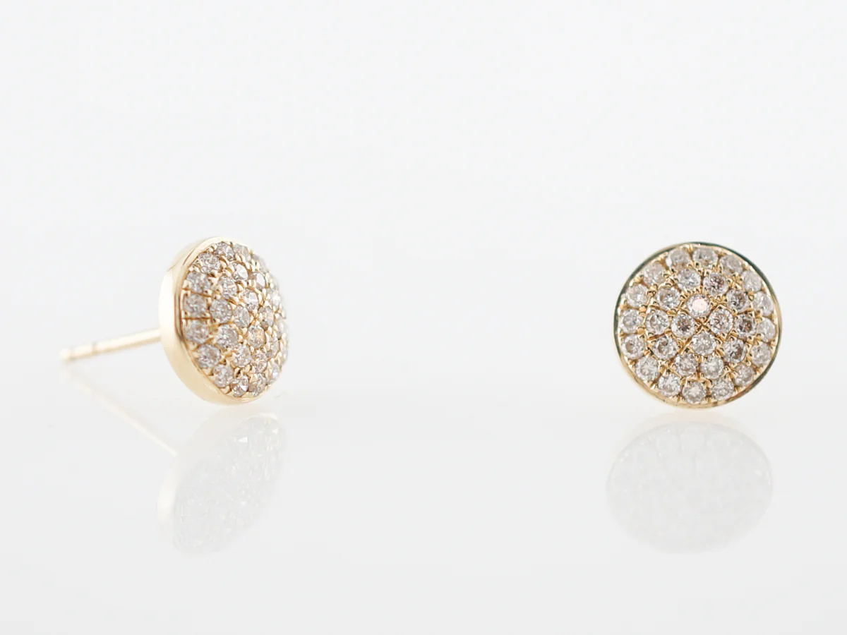 Earrings Modern .37 Round Brilliant Cut Diamonds in 14k Yellow Gold - Image 3