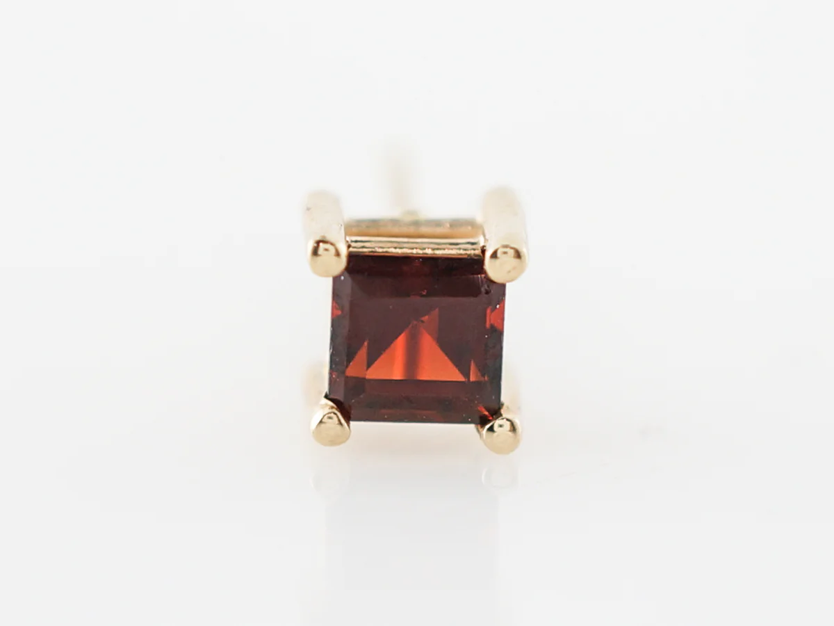 Earrings Modern .46 Square Cut Garnet in 14k Yellow Gold - Image 4