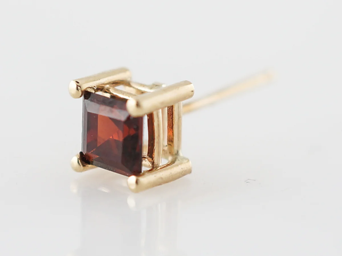 Earrings Modern .46 Square Cut Garnet in 14k Yellow Gold - Image 5