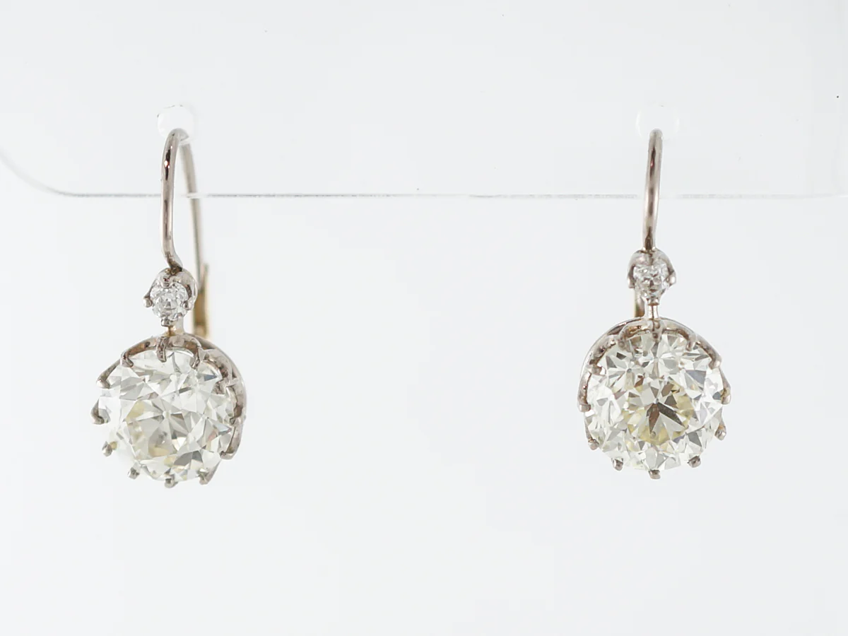 **RTV 1/17/19**Earrings Modern 5.58 Old European Cut Diamonds in 18K White Gold